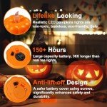 LED Pumpkin Tea Lights - 12 Pack for Halloween