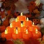 LED Pumpkin Tea Lights - 12 Pack for Halloween
