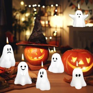 Set of 6 Ghost Shape Candles for Halloween Decor