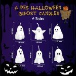 Set of 6 Ghost Shape Candles for Halloween Decor