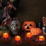 6 Pack LED Halloween Flameless Spider Holder Tea Light Candle Set
