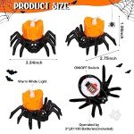 6 Pack LED Halloween Flameless Spider Holder Tea Light Candle Set