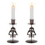 Gothic Skull Candle Holders - Halloween Decor Set