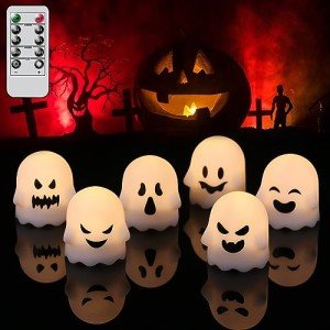 Spooky Flameless Ghost Candles with Remote - 6 Pack