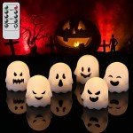 Spooky Flameless Ghost Candles with Remote - 6 Pack