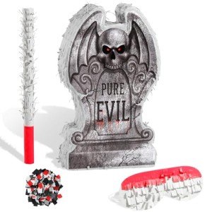 Tombstone Halloween Piñata with Stick and Blindfold