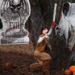 Tombstone Halloween Piñata with Stick and Blindfold