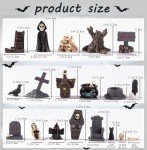 19pcs Halloween Mini Figurines - Skull, Crow, Tombstone Set