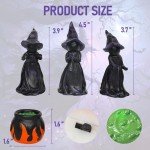 4 Pcs Mini Witch Cauldron Figurines for Halloween