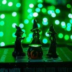 4 Pcs Mini Witch Cauldron Figurines for Halloween