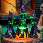 4 Pcs Mini Witch Cauldron Figurines for Halloween