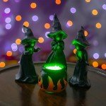 4 Pcs Mini Witch Cauldron Figurines for Halloween