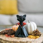 Whimsical Black Cat Vampire Figurine for Halloween