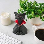 Whimsical Black Cat Vampire Figurine for Halloween