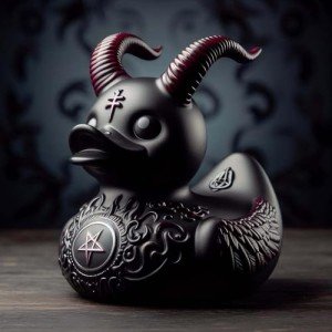 Gothic Punk Duck Figurine for Halloween Decor