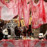 Creepy Blood Red Halloween Fabric Decoration 197x78.7in