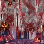 Creepy Blood Red Halloween Fabric Decoration 197x78.7in