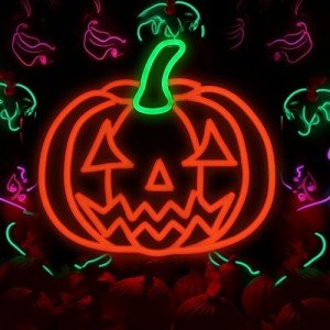Neon Pumpkin Sign with Adjustable Brightness
