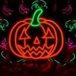 Neon Pumpkin Sign with Adjustable Brightness