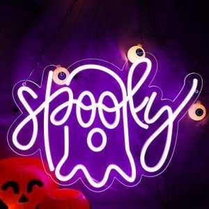 Purple Ghost Neon Sign for Halloween Decor