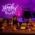 Purple Ghost Neon Sign for Halloween Decor