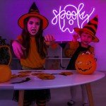 Purple Ghost Neon Sign for Halloween Decor