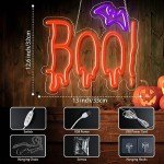 Orange Purple BOO Bat Neon Halloween Sign