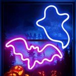 2 Pack Halloween Neon Ghost & Bat Lights