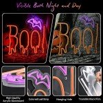 Orange Purple BOO Bat Neon Halloween Sign