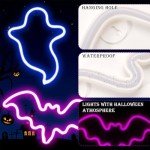2 Pack Halloween Neon Ghost & Bat Lights
