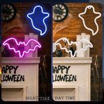 2 Pack Halloween Neon Ghost & Bat Lights