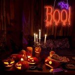 Orange Purple BOO Bat Neon Halloween Sign
