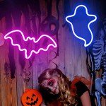 2 Pack Halloween Neon Ghost & Bat Lights