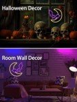 Halloween LED Neon Signs: Moon & Bat Decor