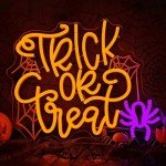 Trick or Treat Neon Halloween Wall Sign