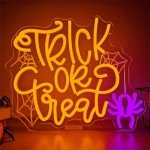 Trick or Treat Neon Halloween Wall Sign