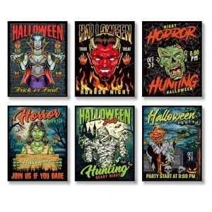 Spooky Dark Academia Halloween Wall Art Set