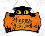 Happy Halloween Cat Door Sign Decoration