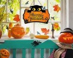 Happy Halloween Cat Door Sign Decoration