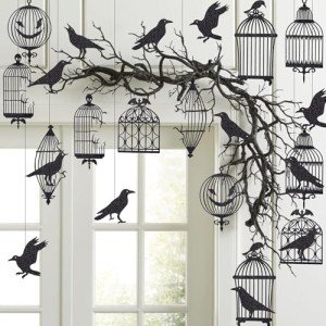 Crow & Cage Garland - Gothic Halloween Decor