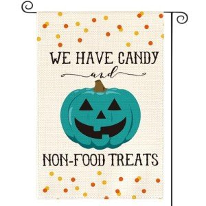 Teal Project Pumpkin Jack-O'-Lantern Garden Flag - Halloween