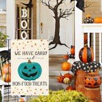 Teal Project Pumpkin Jack-O'-Lantern Garden Flag - Halloween