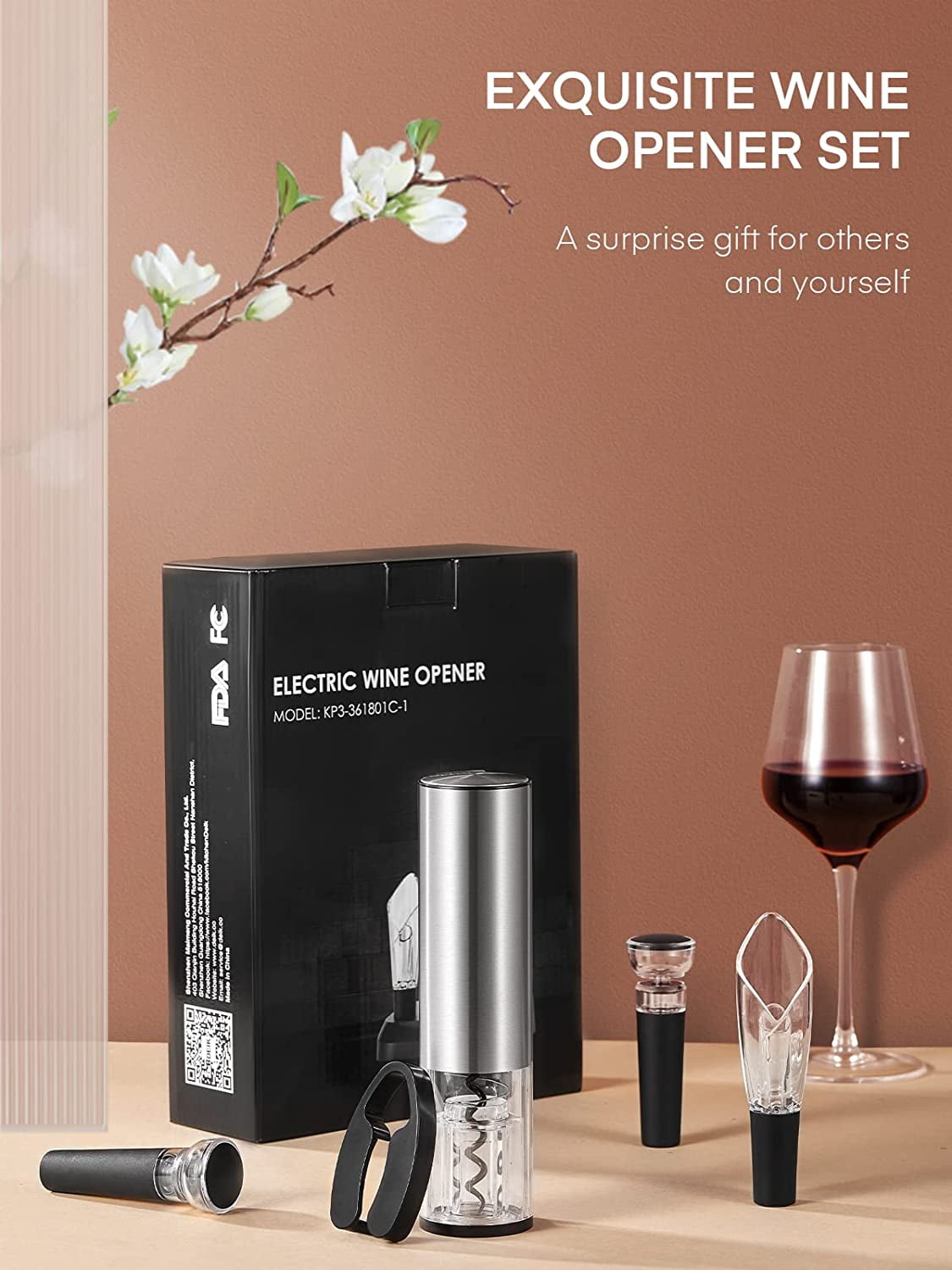 Cordless Electric Wine Opener Set