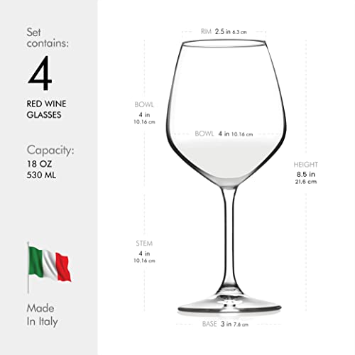 Set of 4 stemmed red wine glasses 532ml