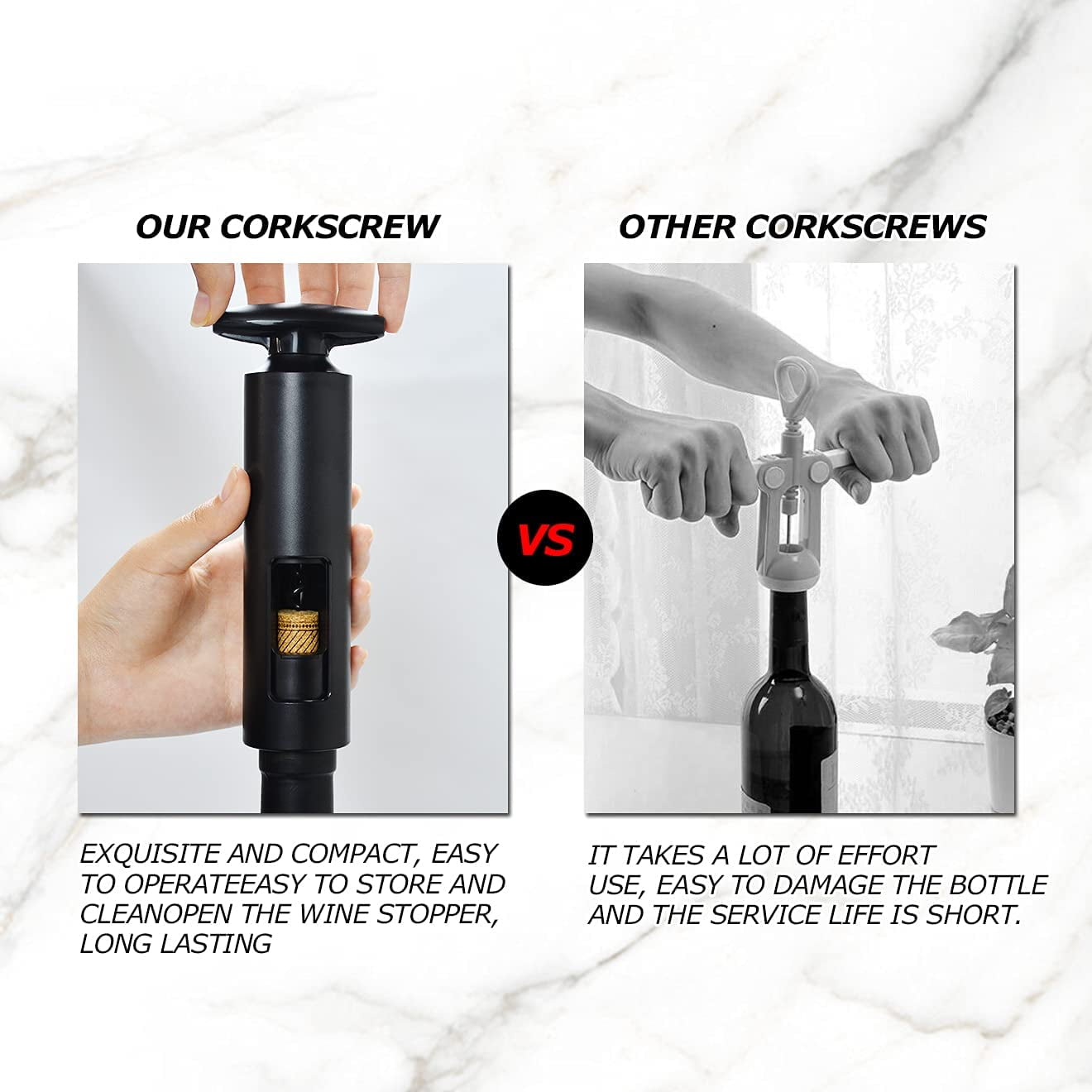 JOJOIN Manual Wing Corkscrew Wine Opener