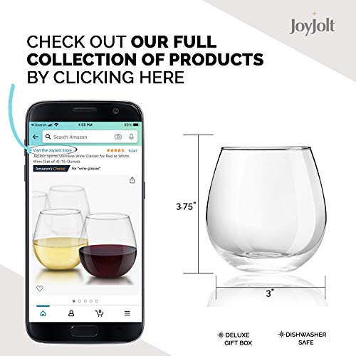 JoyJolt Stemless Wine Glasses (Set of 4)