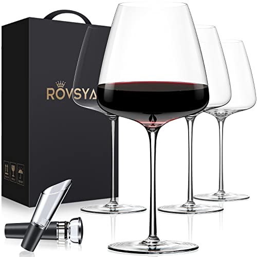 Hand-Blown Crystal Red Wine Glasses Set of 4