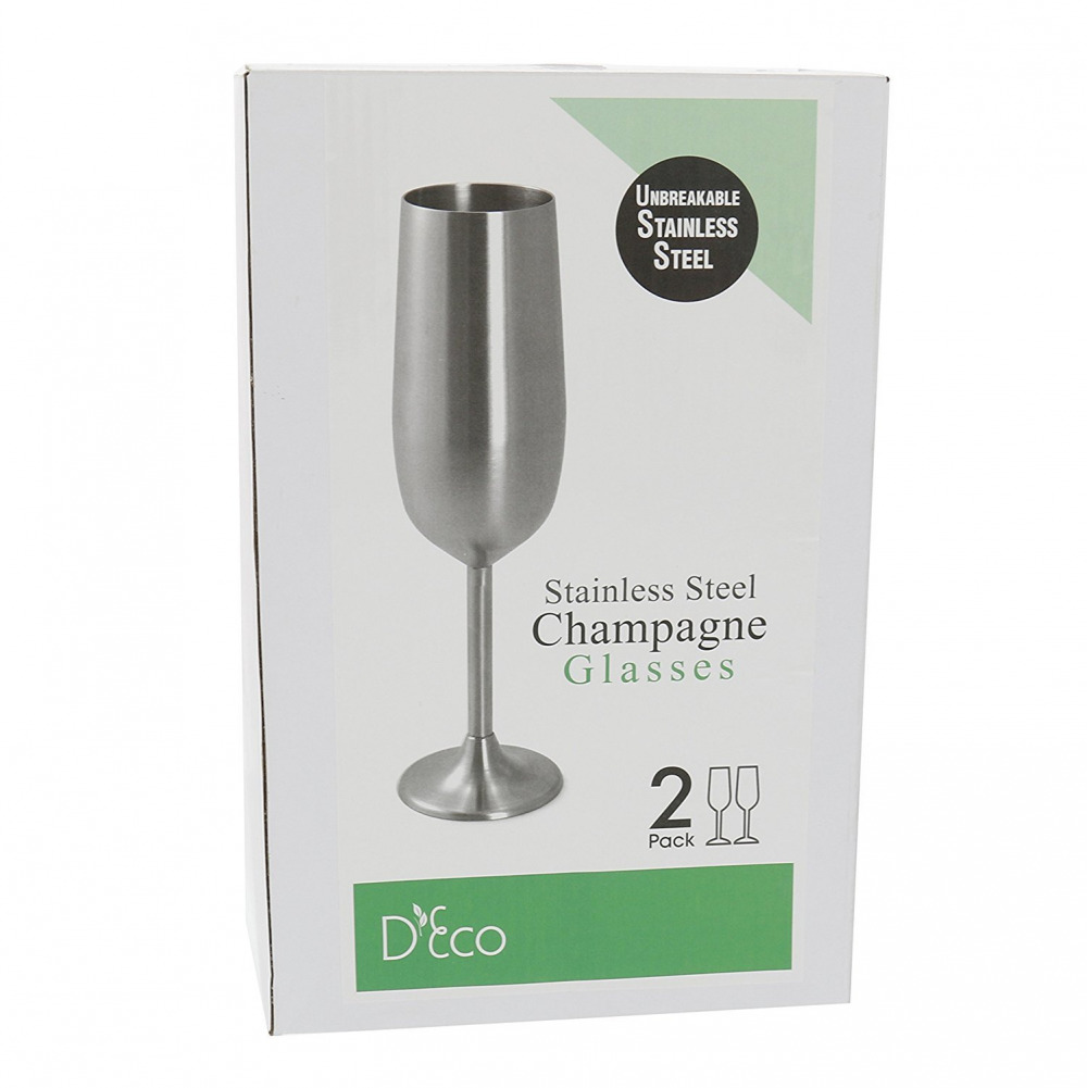 Stainless Steel Champagne Flutes - Set of 2