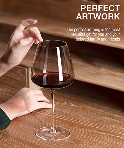 Hand-Blown Crystal Red Wine Glasses Set of 4