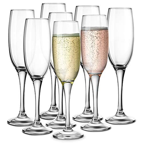 Set of 8 Thin Stem Champagne Flutes